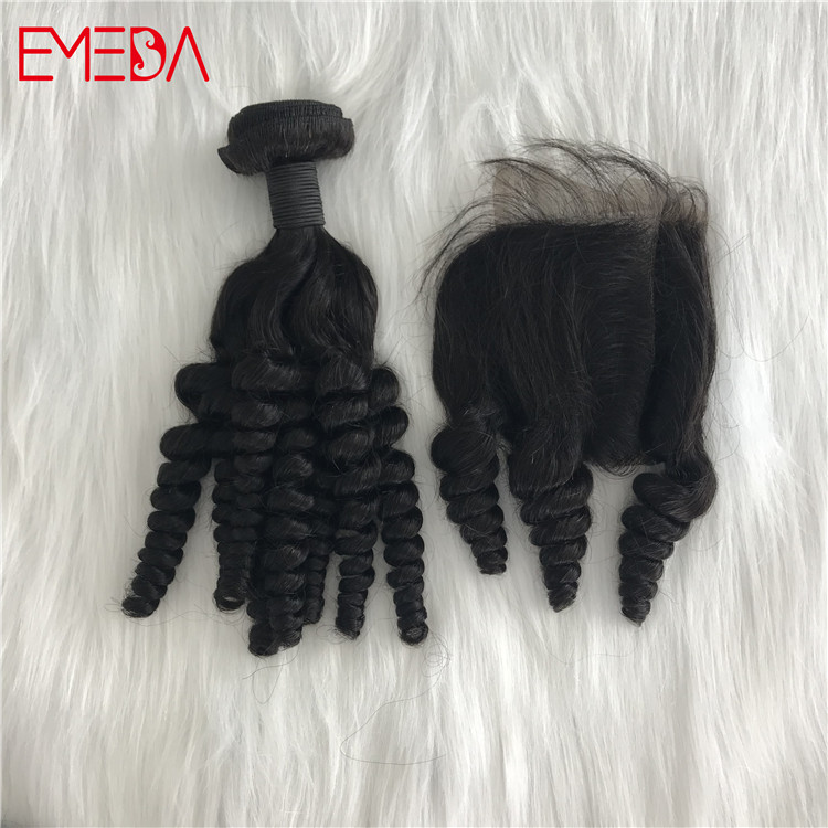 Where to get Brazilian hair weave online great quality funmi curl virgin hair bundles with closure YJ291